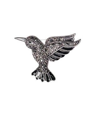 5/$25 😻 Hummingbird Marcasite Brooch Pin - Elegant Bird Jewelry in Silver Tone